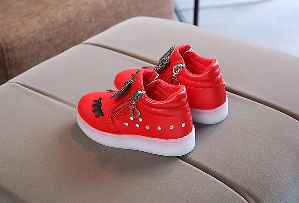 Girl's Snow Boots Ankle Boots for Girls Luminous Zipper Short Suede Booties Fashion Boots for Toddler Kids