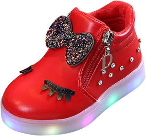 Girl's Snow Boots Ankle Boots for Girls Luminous Zipper Short Suede Booties Fashion Boots for Toddler Kids