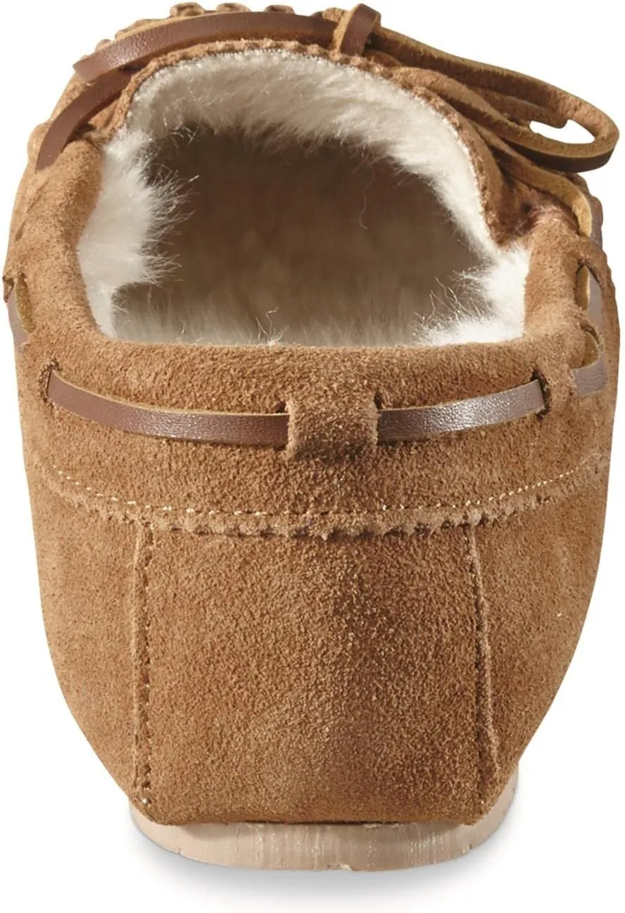 Guide Gear Fur-Lined Moccasin Slipper Shoes for Women, Ladies Bedroom House Slippers, Indoor and Outdoor