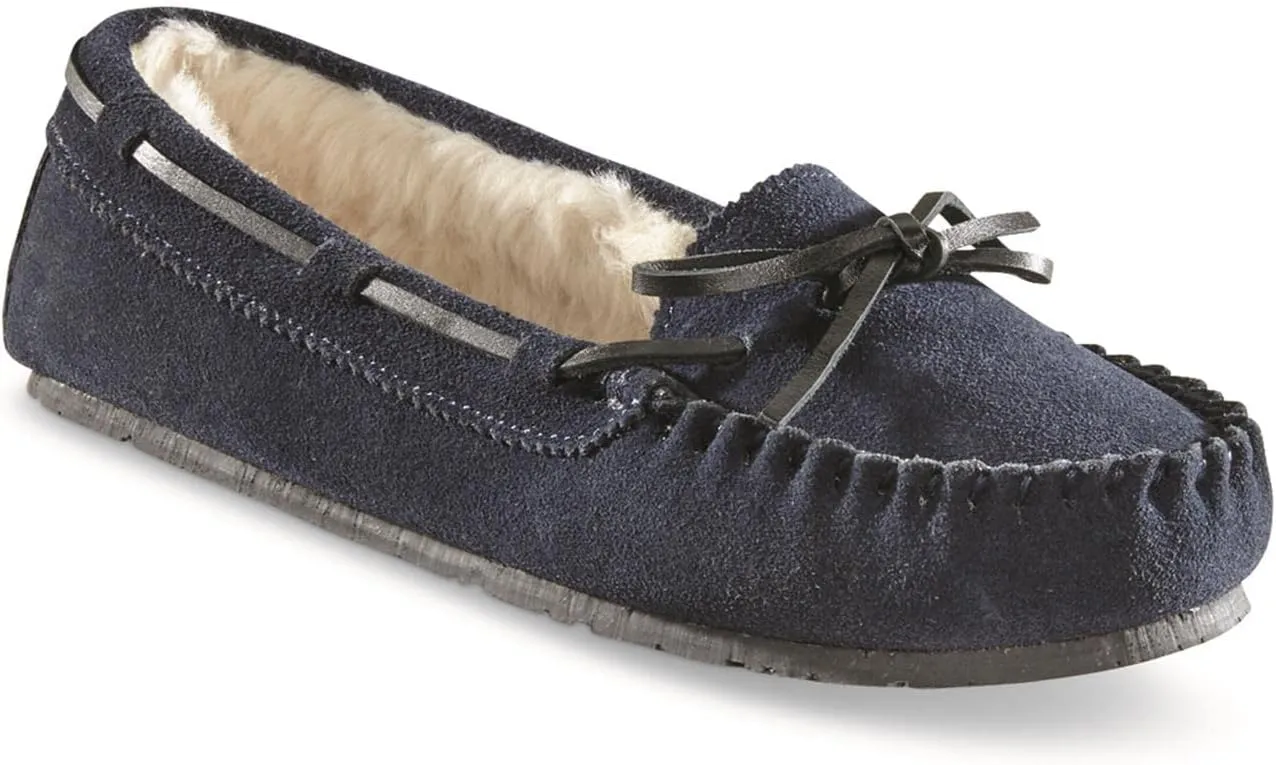 Guide Gear Fur-Lined Moccasin Slipper Shoes for Women, Ladies Bedroom House Slippers, Indoor and Outdoor