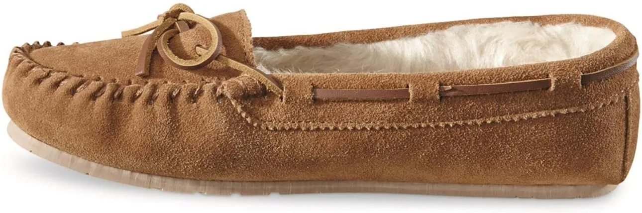 Guide Gear Fur-Lined Moccasin Slipper Shoes for Women, Ladies Bedroom House Slippers, Indoor and Outdoor