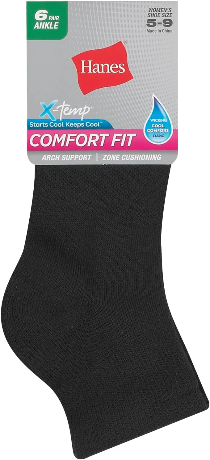 Hanes Women's 6-Pair Comfort Fit Ankle Socks