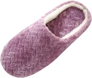 House Slippers for Women Fuzzy,Unisex Memory Foam Wool-Like Plush Fleece Lined Winter Indoor Outdoor Anti-Skid Rubber Sole