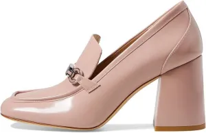 KaroNairy Women's heel Loafers Chunky Heel Square Toe Shoes Slip-on Loafers Mary Jane Shoes Dress Office Shoes