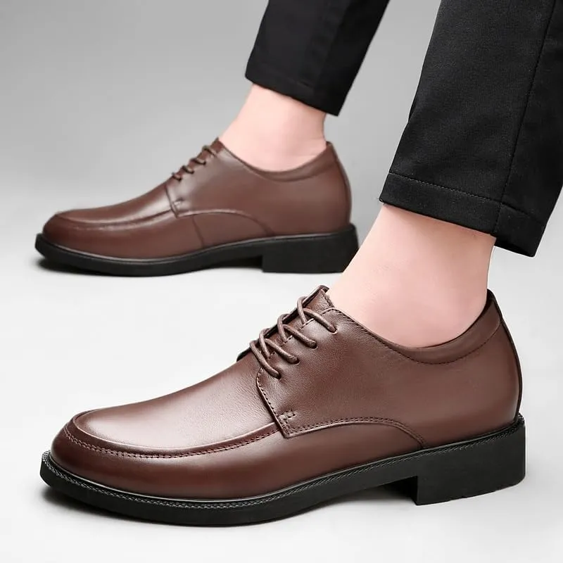 Lace Up Platform Oxford Shoes Pointed Toe Shiny Patent Leather Dress Shoes Modern Wedding Office Work Tuxedo Derby Shoes for Men