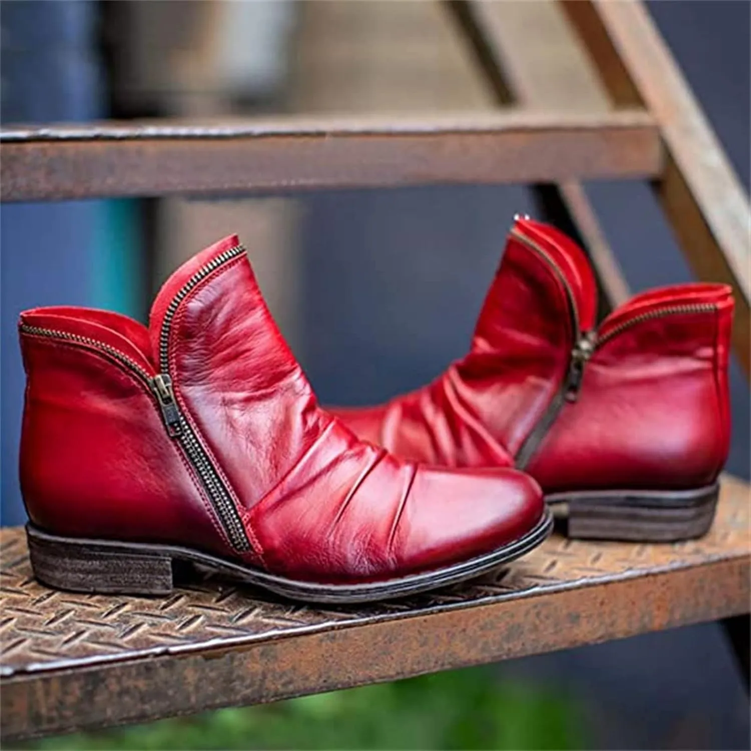Lausiuoe Boots For Women Ankle Booties Flat Heel Western Shoes Ladies Casual Dressy Comfortable Fashion Short Booties