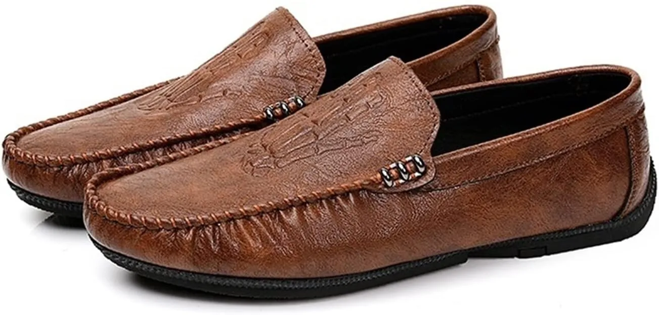 Loafers for Men Lightweight Moccasins Shoes Leather Comfortable Slip Resistant Flat Heel Casual Slip-on