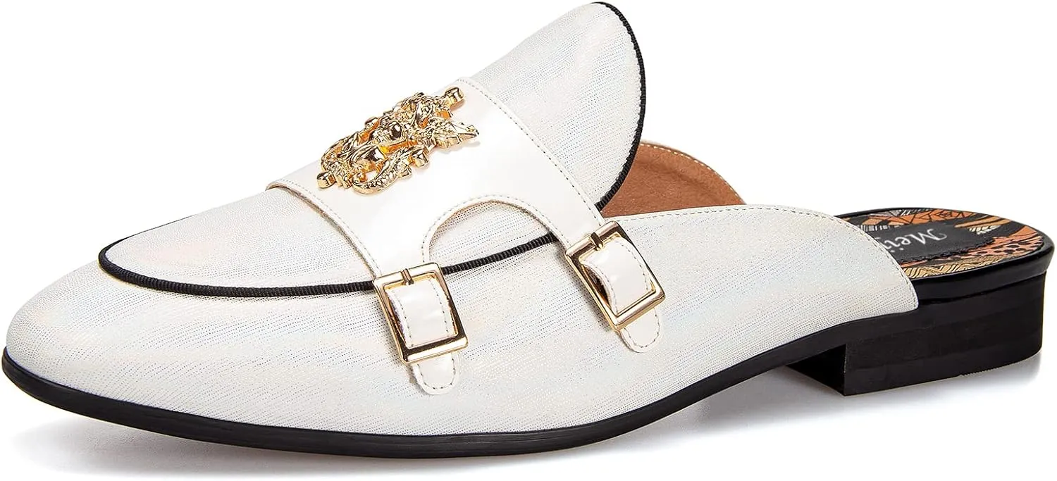 Meijiana Men's Slippers Slip-On Loafers Leather Formal Wear Casual Open Back Sandals