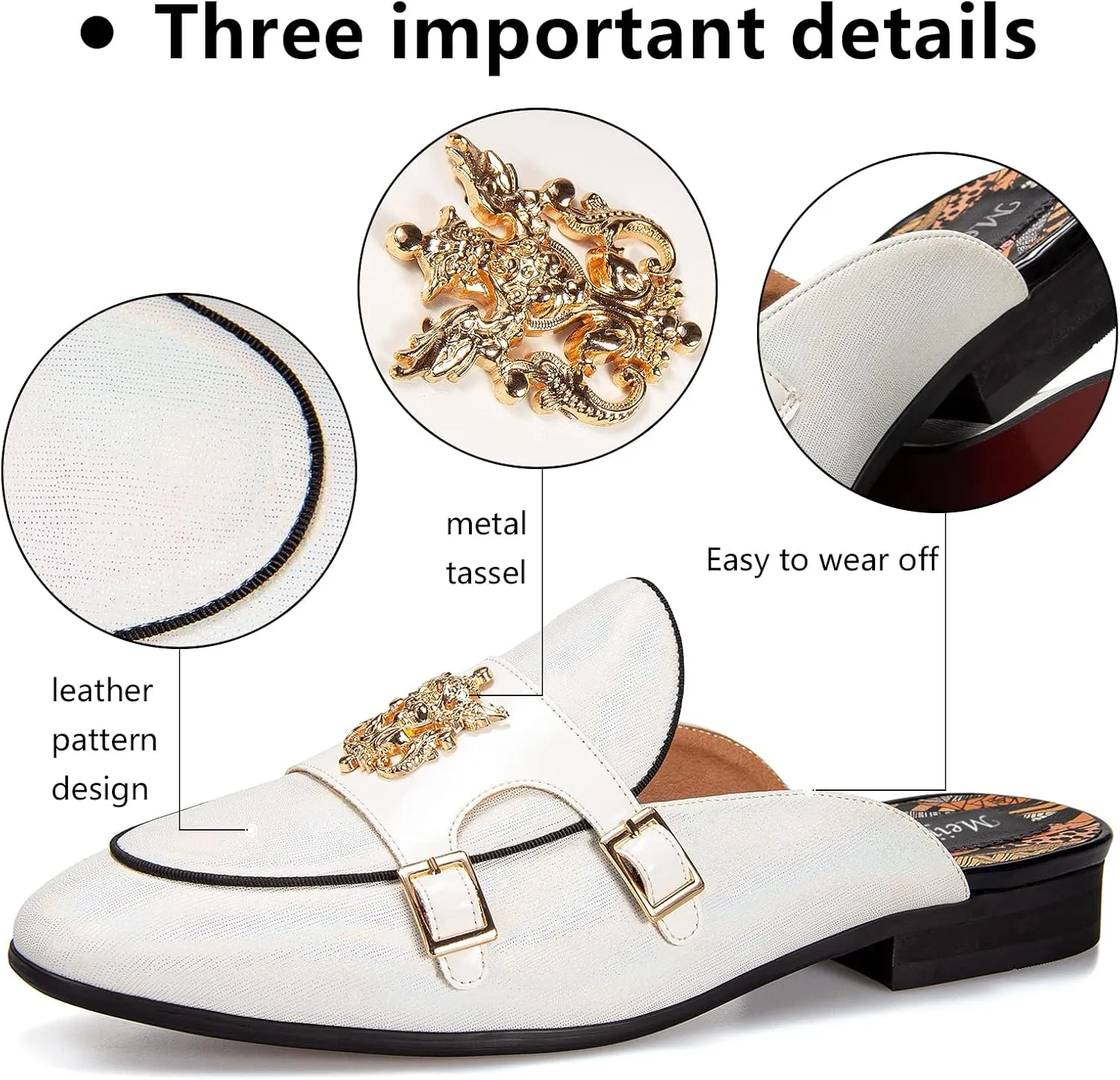 Meijiana Men's Slippers Slip-On Loafers Leather Formal Wear Casual Open Back Sandals