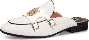 Meijiana Men's Slippers Slip-On Loafers Leather Formal Wear Casual Open Back Sandals