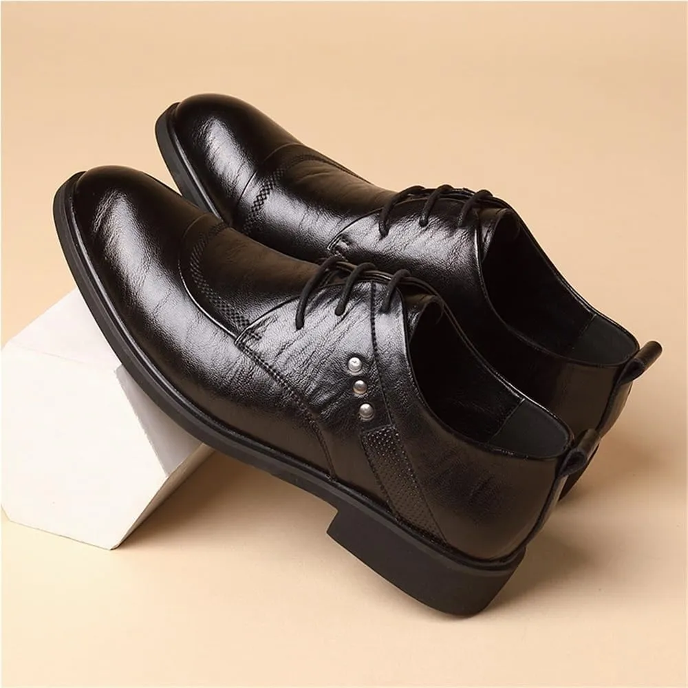 Men's Business Dress Shoes Lace-up Oxford Casual Shoes English Korean Style Formal Shoes for All Seasons(8.5)
