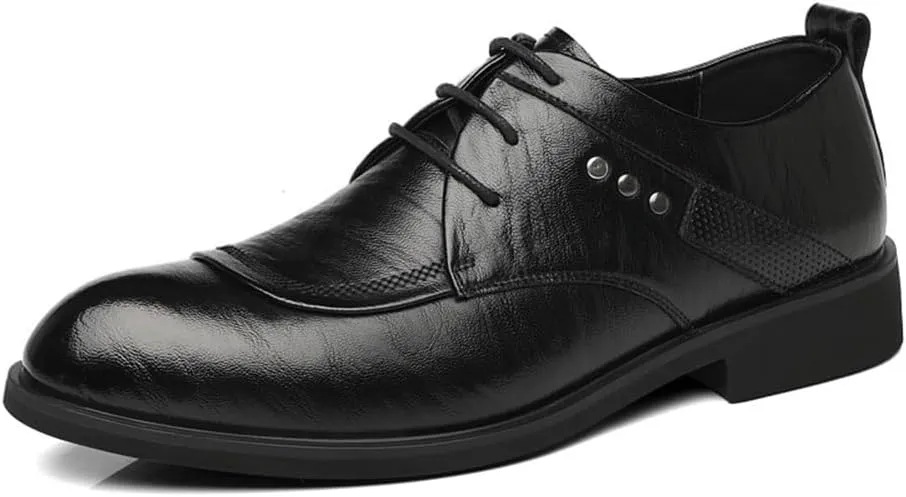 Men's Business Dress Shoes Lace-up Oxford Casual Shoes English Korean Style Formal Shoes for All Seasons(8.5)