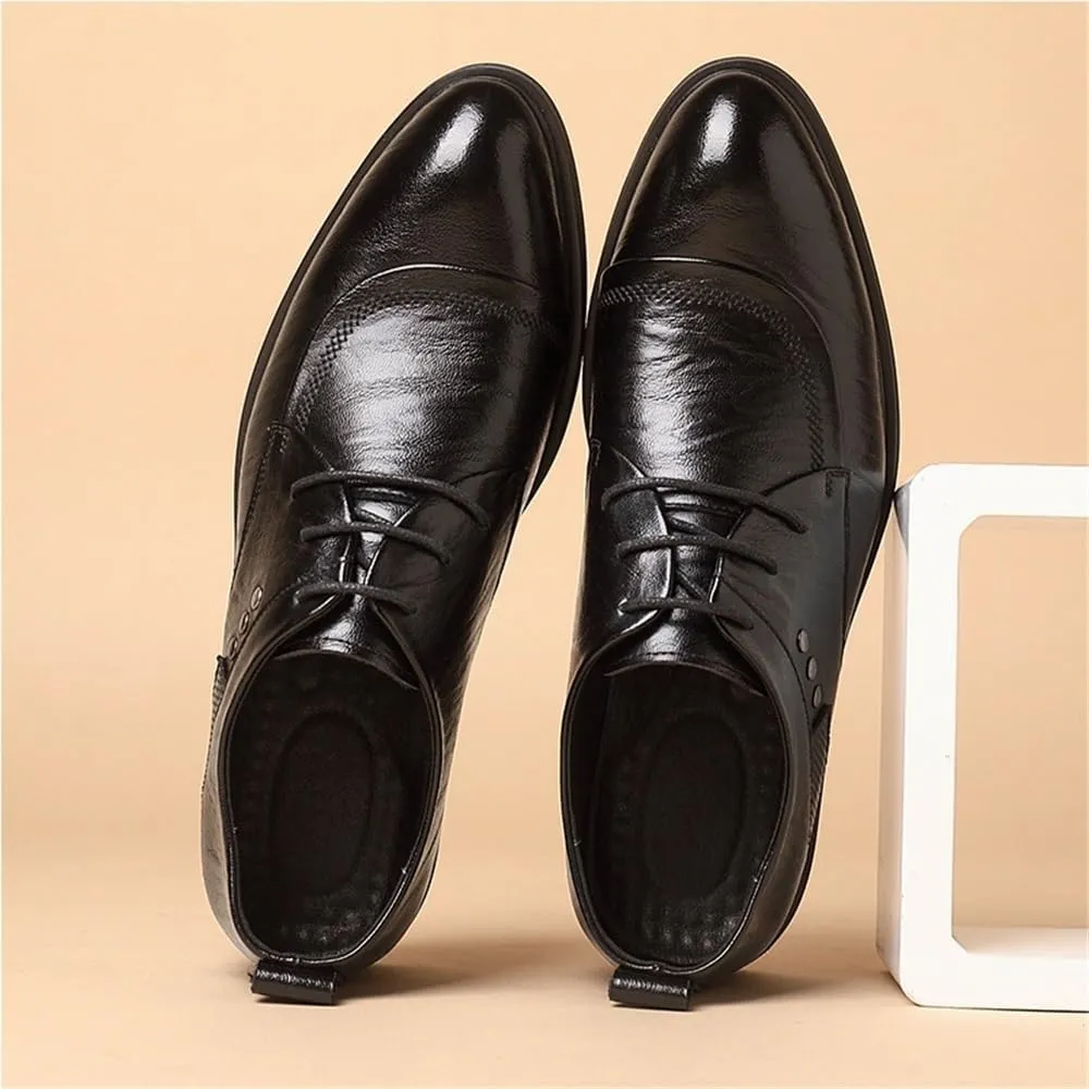 Men's Business Dress Shoes Lace-up Oxford Casual Shoes English Korean Style Formal Shoes for All Seasons(8.5)