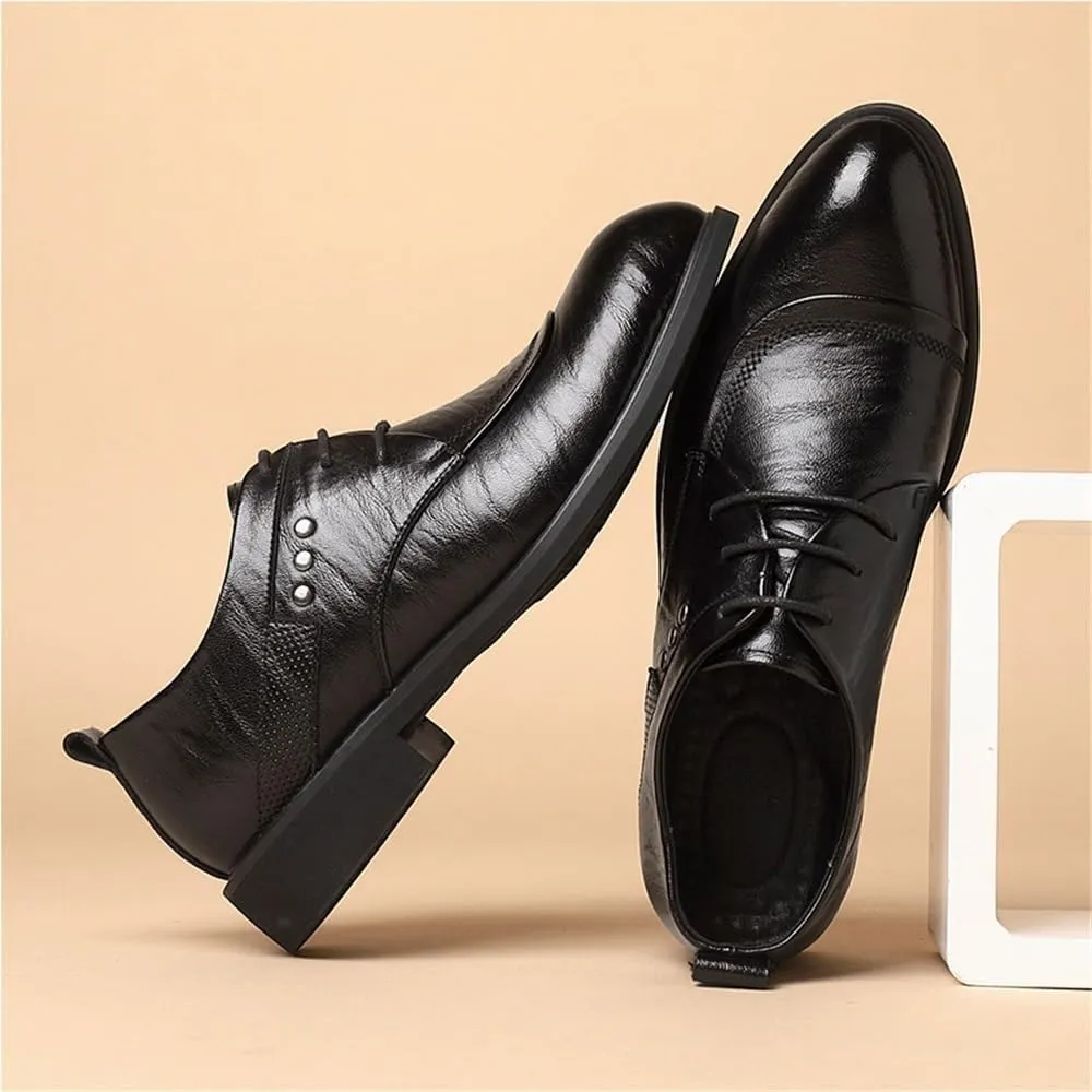 Men's Business Dress Shoes Lace-up Oxford Casual Shoes English Korean Style Formal Shoes for All Seasons(8.5)