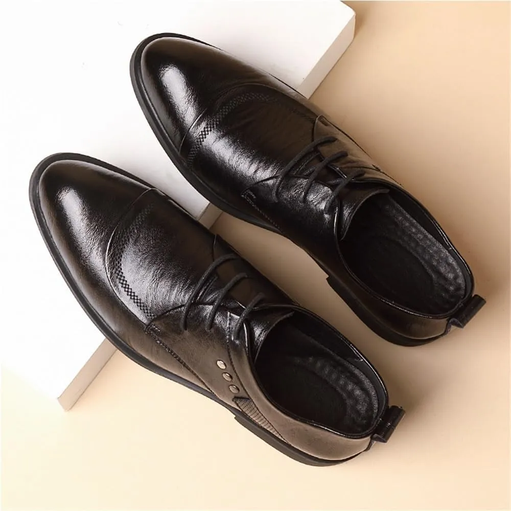 Men's Business Dress Shoes Lace-up Oxford Casual Shoes English Korean Style Formal Shoes for All Seasons(8.5)