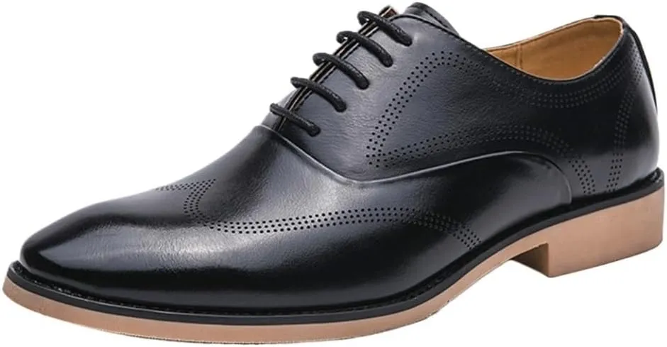 Men's Business Leather Dress Shoes Fashionable Wingtip Brogue Oxford Shoes Modern Formal Events Moccasins