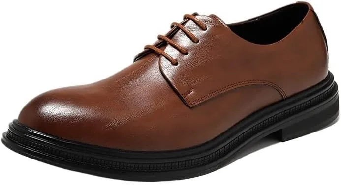 Men's Casual Driving Flats Modern Fashionable Lace-Up Leather Shoes Comfortable Business Dress Oxford Shoes