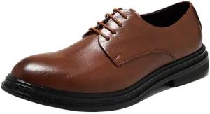 Men's Casual Driving Flats Modern Fashionable Lace-Up Leather Shoes Comfortable Business Dress Oxford Shoes