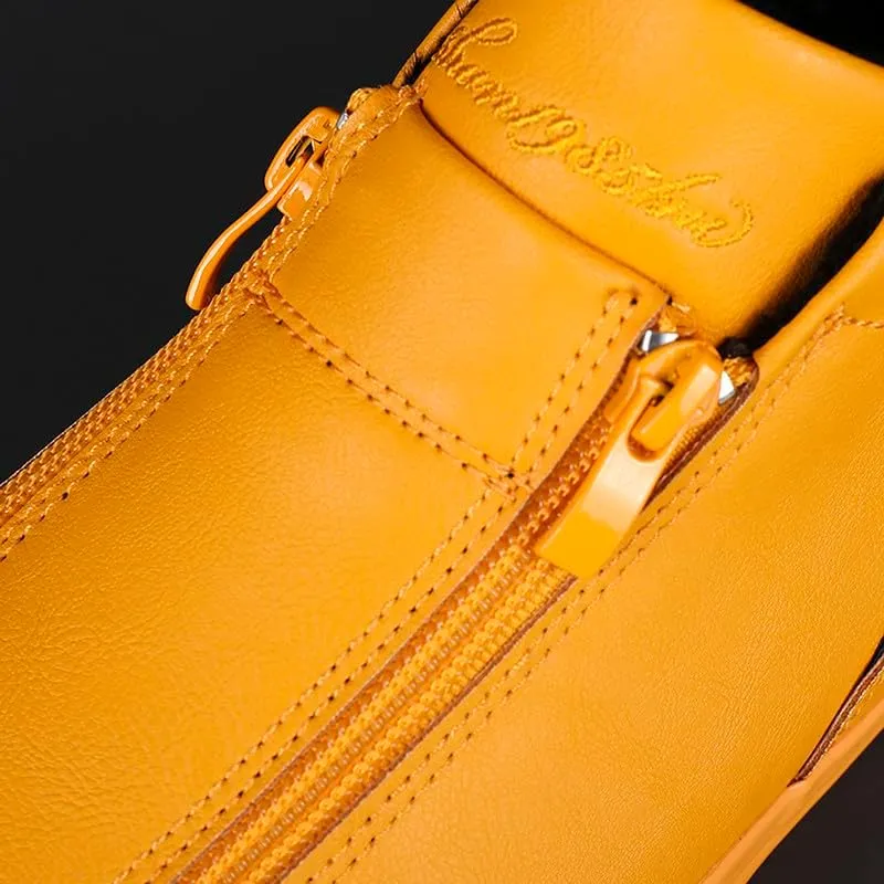 Men's Casual Fashion Leather Flat Zipper Shoes Slip On Walking Shoes Low Top Comfort Fit Sneakers Lightweight & Breathable Rubber Soles Walking Shoes