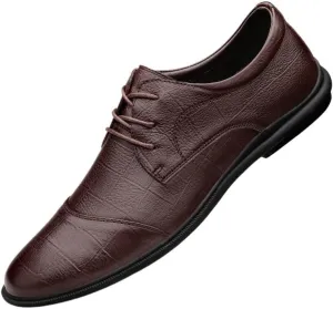 Men's Casual Lace-up Flats Modern Comfortable Office Loafers ElegantWalking Dress Leather Shoes
