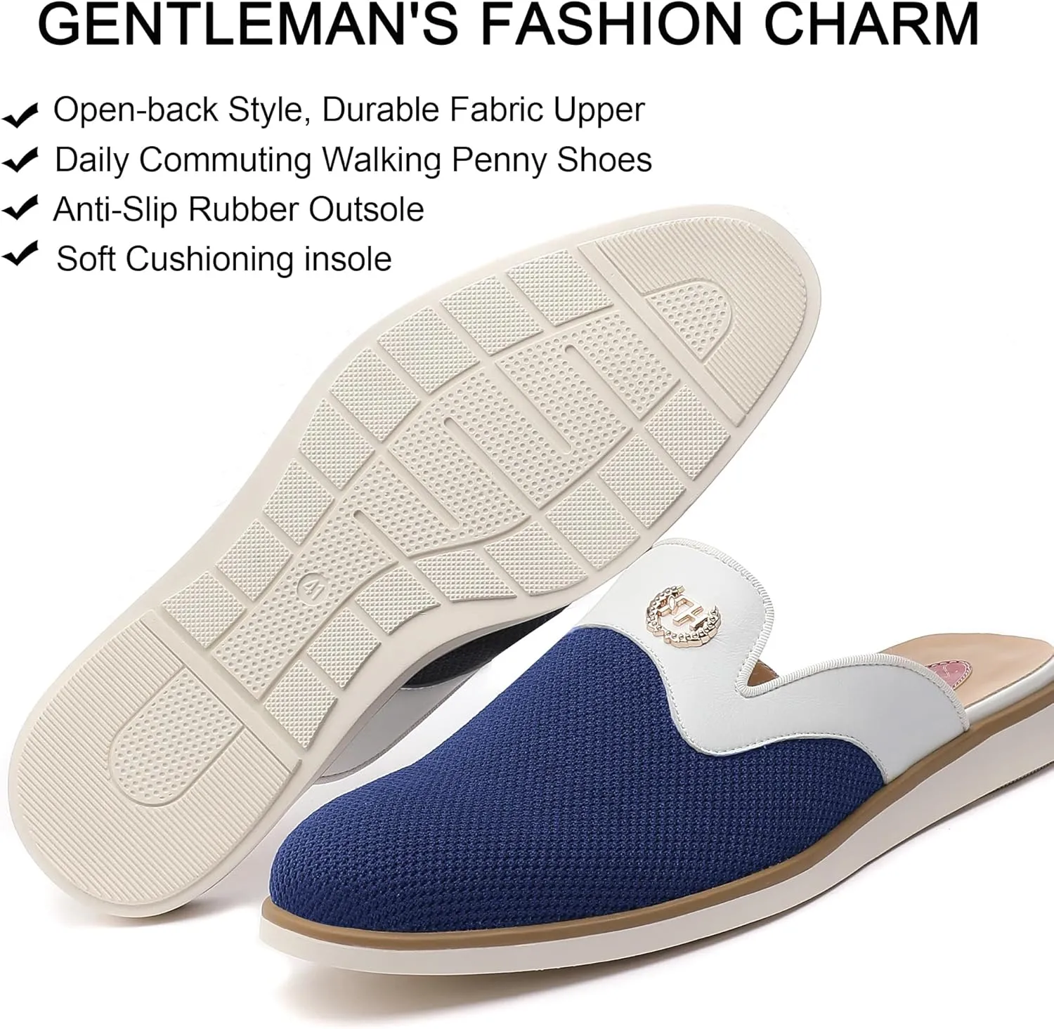 Men's Casual Slip-on Mule Loafer,Mens Fashion Backless Dress Slippers Comfy Lightweight Walking Penny Shoes for Men