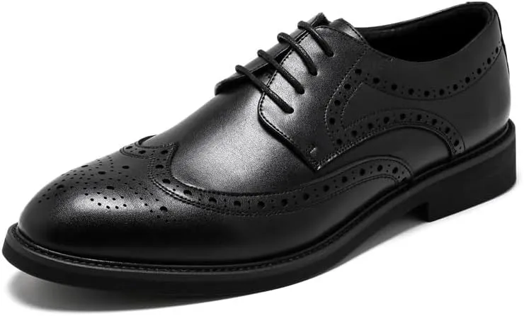 Mens Derby Shoes Elegant Business Office Wedding Formal Modern Oxfords Genuine Leather Low Oxford Pointed Toe