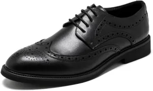 Mens Derby Shoes Elegant Business Office Wedding Formal Modern Oxfords Genuine Leather Low Oxford Pointed Toe