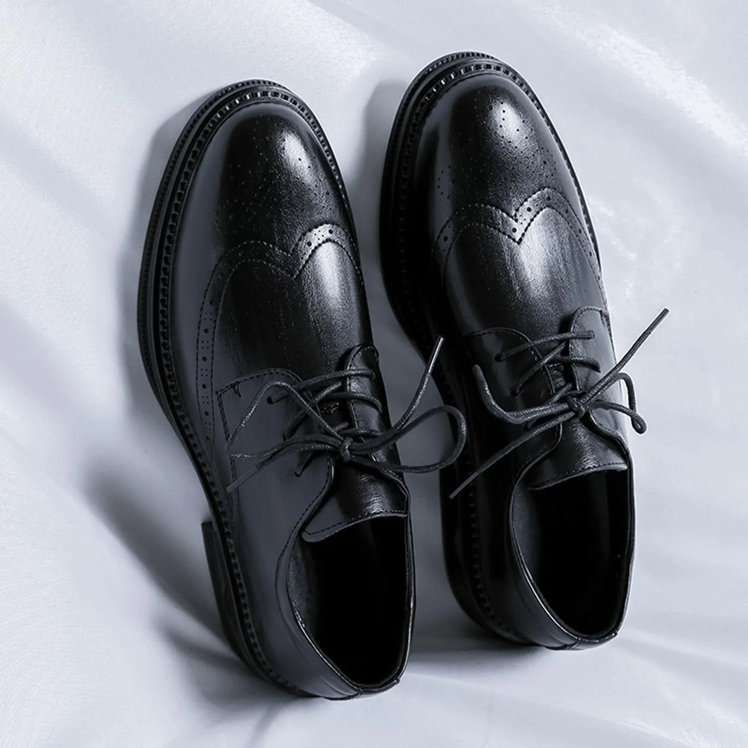 Men's Dress Shoes Fashion Wingtip Lace Up Oxford Shoes Non-Slip Brogues Classic Formal Modern Business Shoes