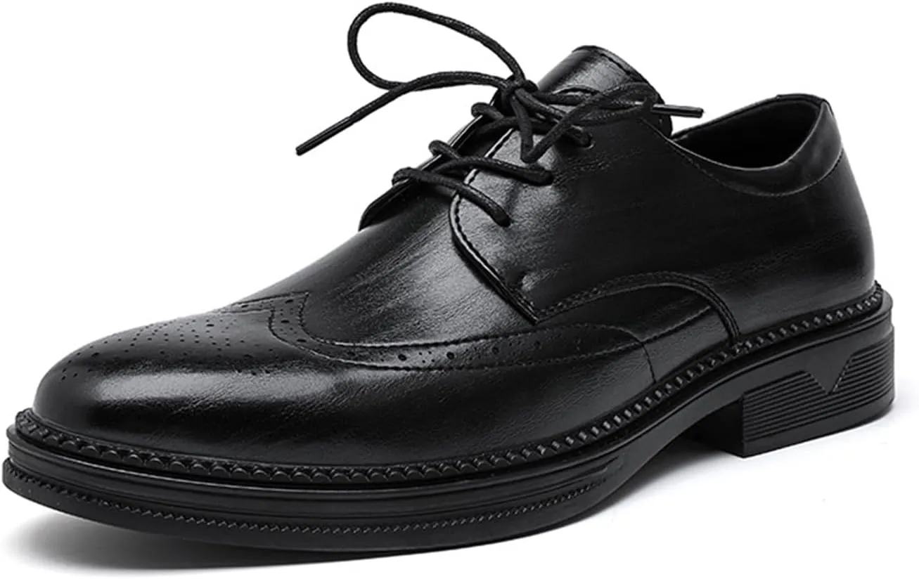 Men's Dress Shoes Fashion Wingtip Lace Up Oxford Shoes Non-Slip Brogues Classic Formal Modern Business Shoes
