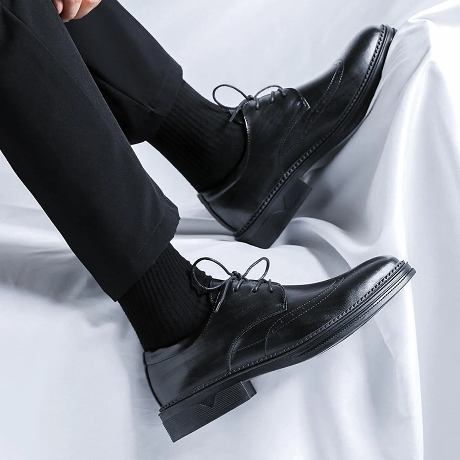 Men's Dress Shoes Fashion Wingtip Lace Up Oxford Shoes Non-Slip Brogues Classic Formal Modern Business Shoes