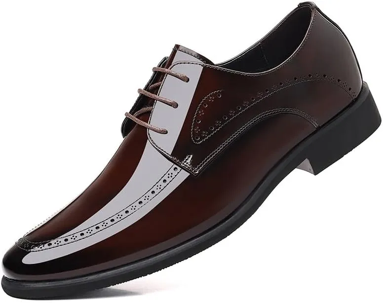 Men's Dress Shoes Men Patent Leather Formal Business Oxford Shoes Fashion Casual Classic Pointed-Toe Tuxedo Shoes