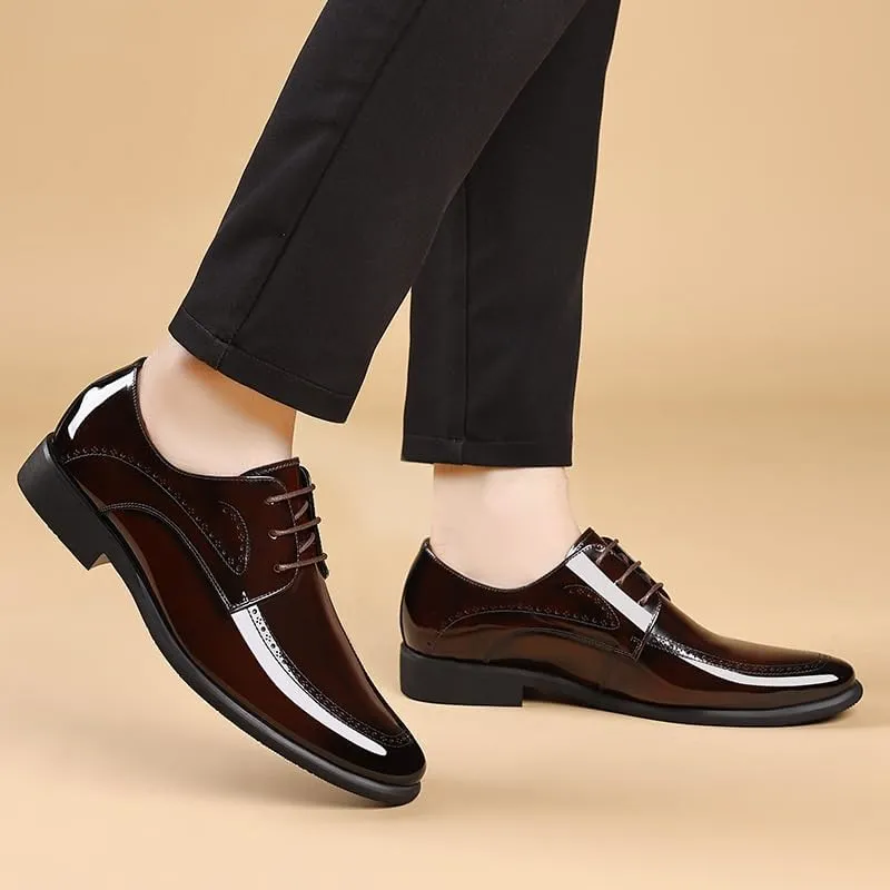 Men's Dress Shoes Men Patent Leather Formal Business Oxford Shoes Fashion Casual Classic Pointed-Toe Tuxedo Shoes