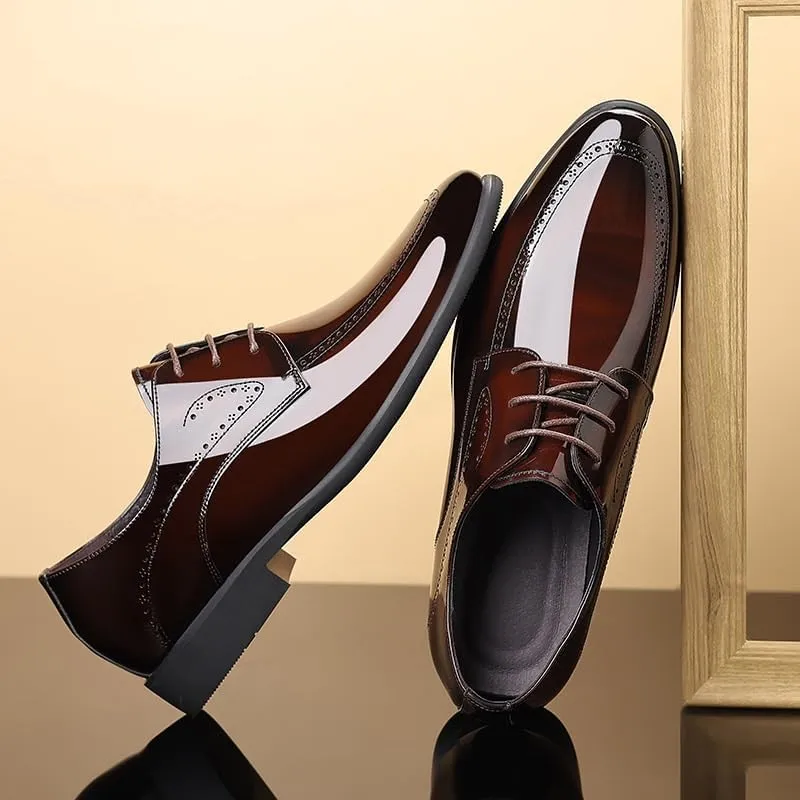 Men's Dress Shoes Men Patent Leather Formal Business Oxford Shoes Fashion Casual Classic Pointed-Toe Tuxedo Shoes