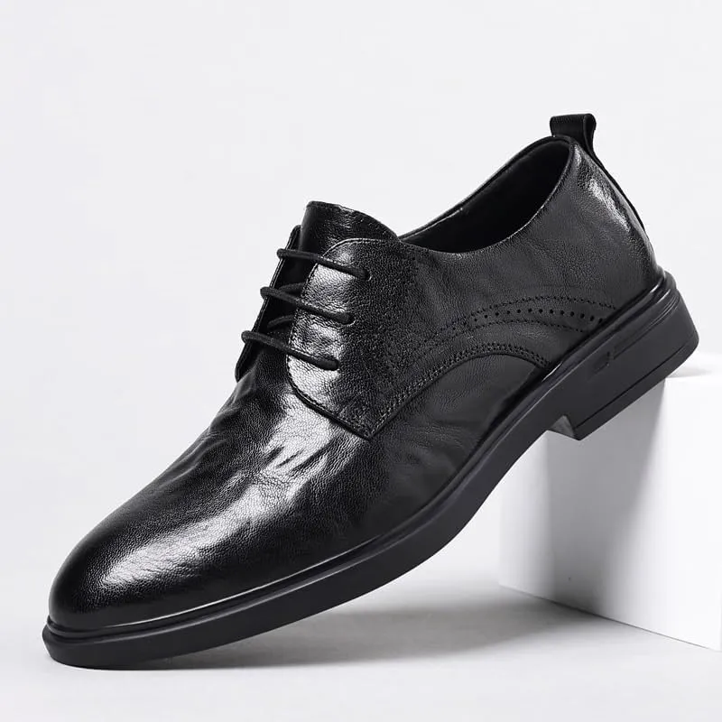 Mens Dress Sneakers All-Day Comfort Business Office Wedding Formal Modern Oxfords Office Men's Handmade Leather Modern Classic Lace Up Leather Shoes