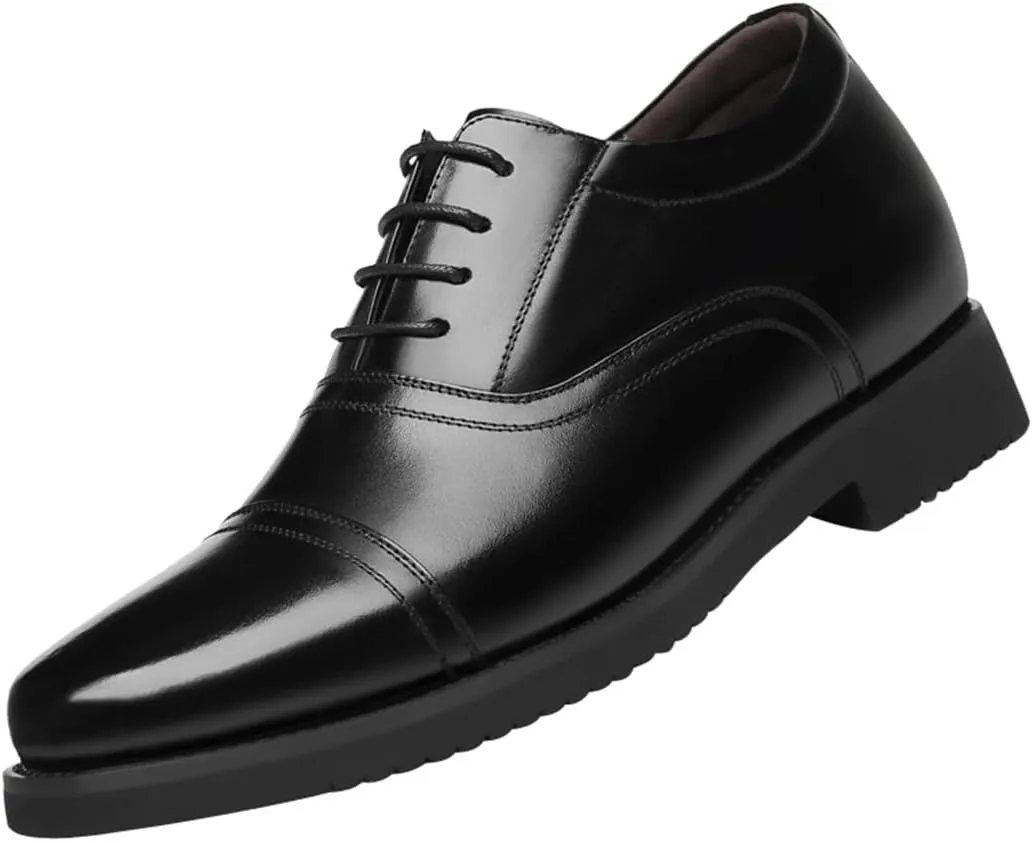 Mens Dress Suit Shoes Casual Business Oxford Comfortable Hidden Heel Brogue Office Elevator Shoes