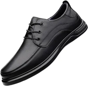Men's Genuine Leather Oxford Shoes - Lightweight Business Lace Up Dress Shoes for Comfort and Style
