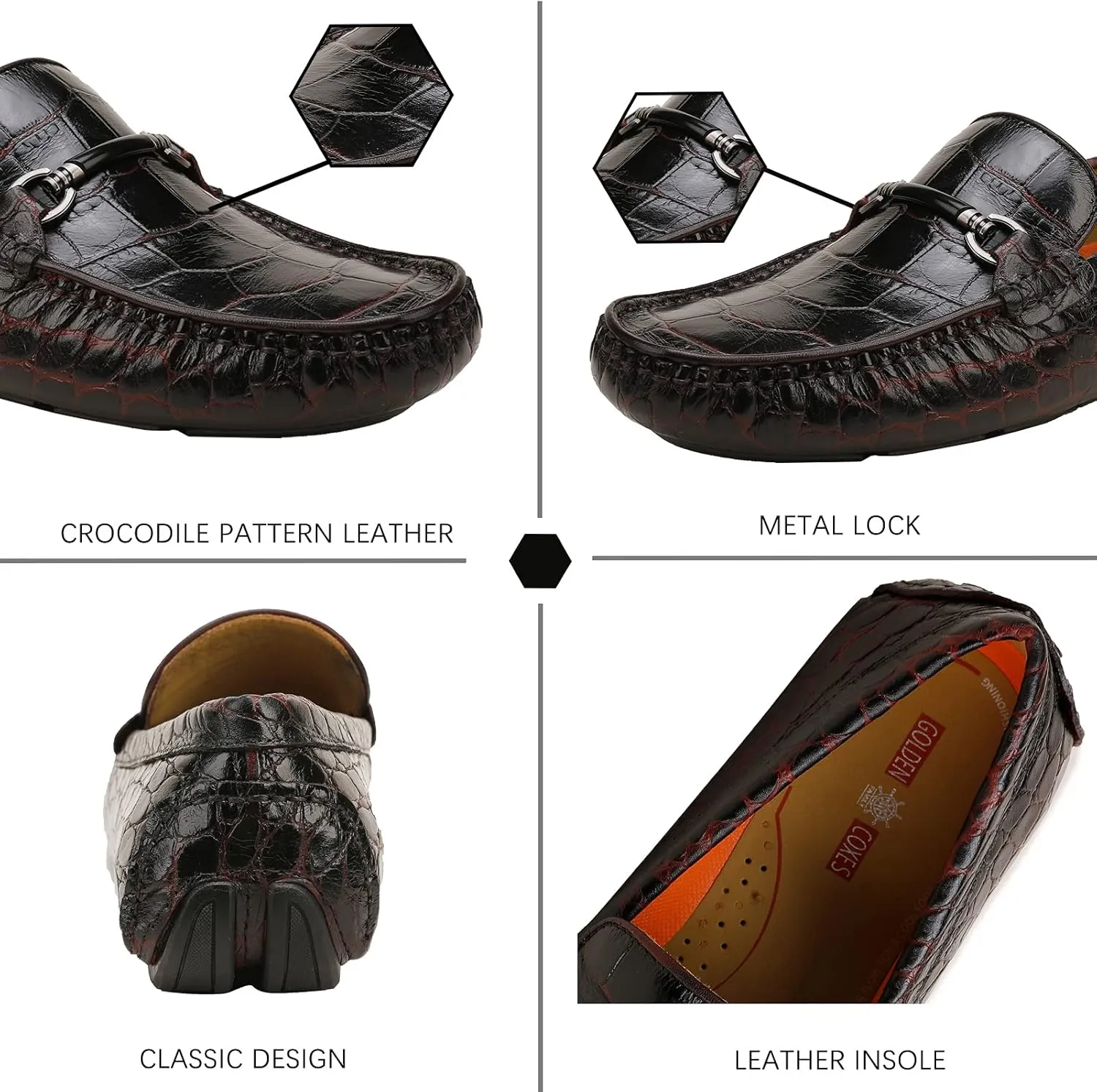 Mens Genuine Leather Slip On Loafers Comfortable Casual Driving Moccasins Brathable Loafer Dress Shoes