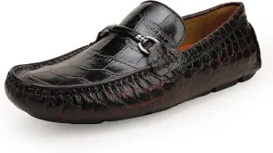 Mens Genuine Leather Slip On Loafers Comfortable Casual Driving Moccasins Brathable Loafer Dress Shoes