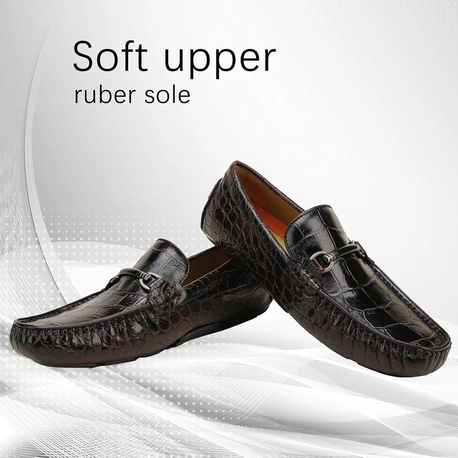 Mens Genuine Leather Slip On Loafers Comfortable Casual Driving Moccasins Brathable Loafer Dress Shoes