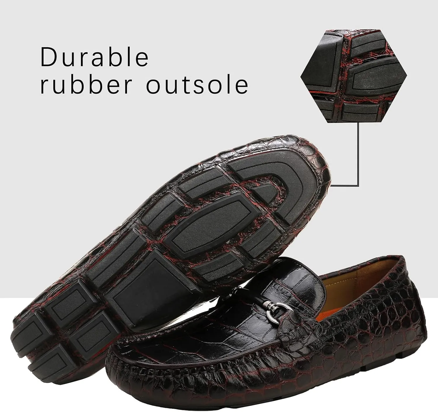 Mens Genuine Leather Slip On Loafers Comfortable Casual Driving Moccasins Brathable Loafer Dress Shoes