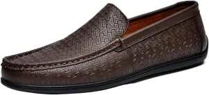 Men's Hands Free Slip On Walking Leather Shoes Loafers Breathable Comfortable Casual Moccasin Loafers for Summer Outdoor Driving & Walking