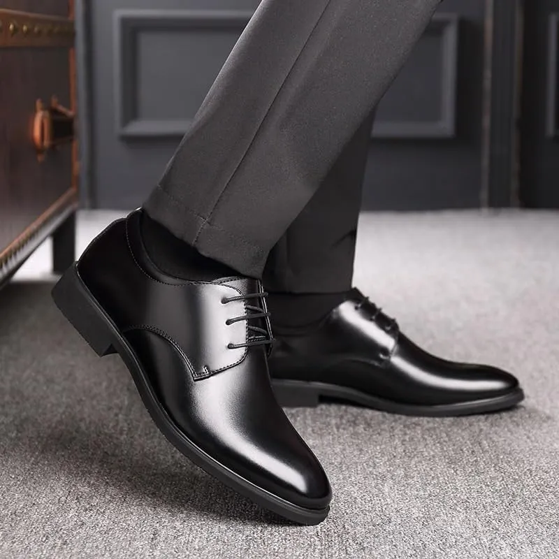 Men's Lace Up Anti-Slip Formal Shoes Modern Luxury Pointed Toe Heightened Leather Oxford