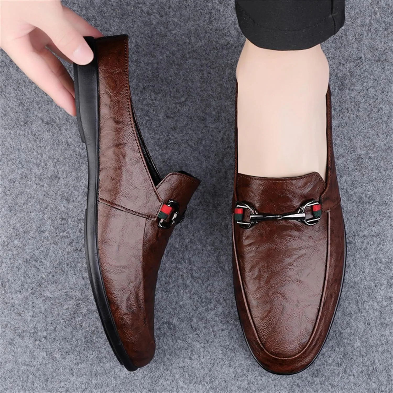 Men's Leather Casual Driving Slip-on Penny loefer Shoes