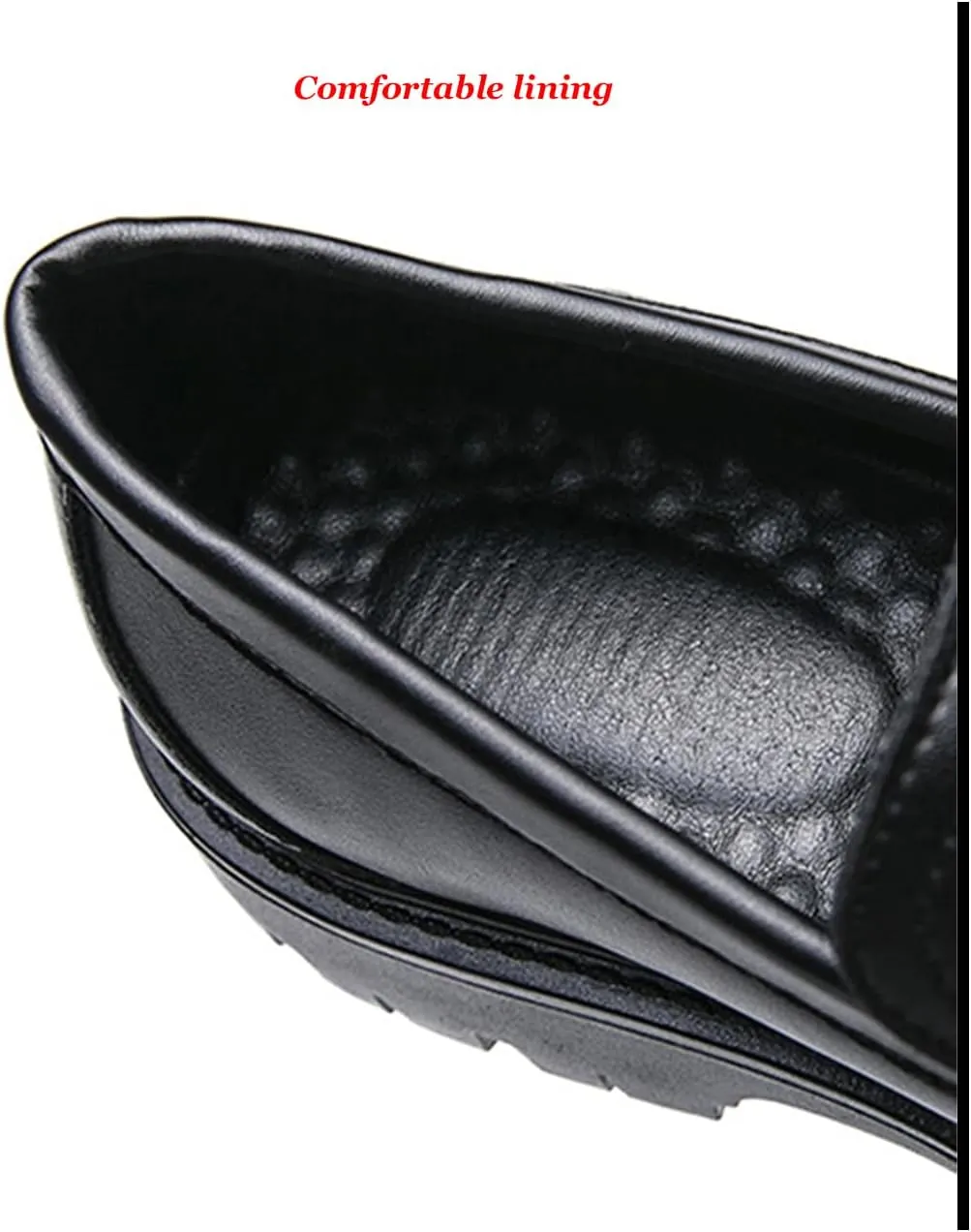 Men's Leather Platform Loafers Non Slip Chunky Dress Shoes Business Work Modern Oxford Shoes