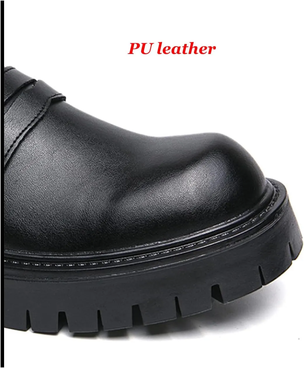 Men's Leather Platform Loafers Non Slip Chunky Dress Shoes Business Work Modern Oxford Shoes