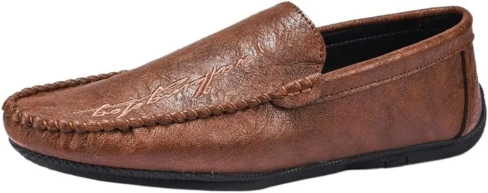 Men's Loafers Moccasins Shoes Round Toe Simple Vegan Leather Lightweight Anti-Slip Slip Resistant Prom Slip-ons
