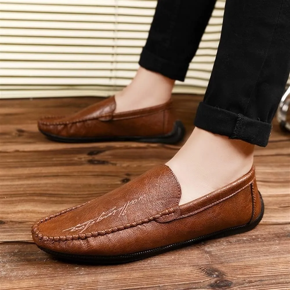 Men's Loafers Moccasins Shoes Round Toe Simple Vegan Leather Lightweight Anti-Slip Slip Resistant Prom Slip-ons