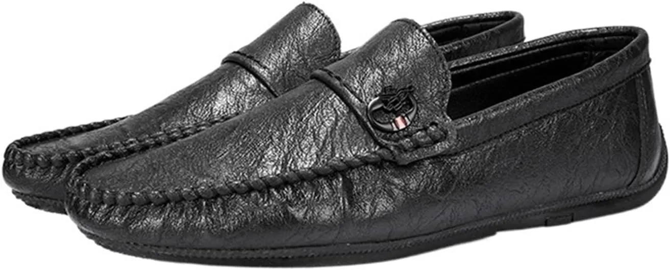 Men's Loafers Moccasins Shoes Solid Colors Lightweight Vegan Leather Flat Heel Slip Resistant Lightweight Wedding Slip-on