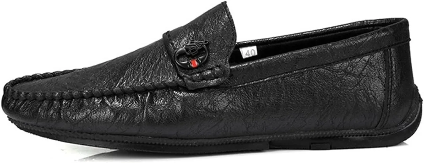 Men's Loafers Moccasins Shoes Solid Colors Lightweight Vegan Leather Flat Heel Slip Resistant Lightweight Wedding Slip-on