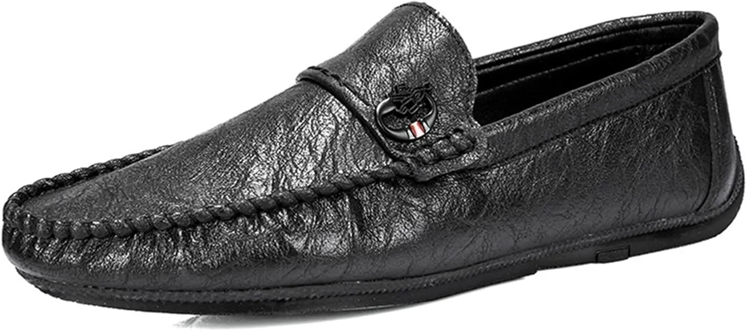 Men's Loafers Moccasins Shoes Solid Colors Lightweight Vegan Leather Flat Heel Slip Resistant Lightweight Wedding Slip-on